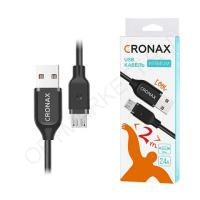 Кабель USB CRONAX Premium CR-02m (2.4A - 2 м.) резиновый (разъём Micro, цвет черный, в коробочке)