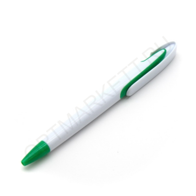 Ручка под нанесение логотипа КР03, цвет белый + зеленый лепесток