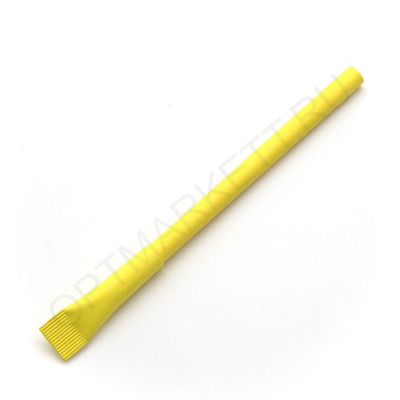 Ручка шариковая бумажная с колпачком, цвет желтый
